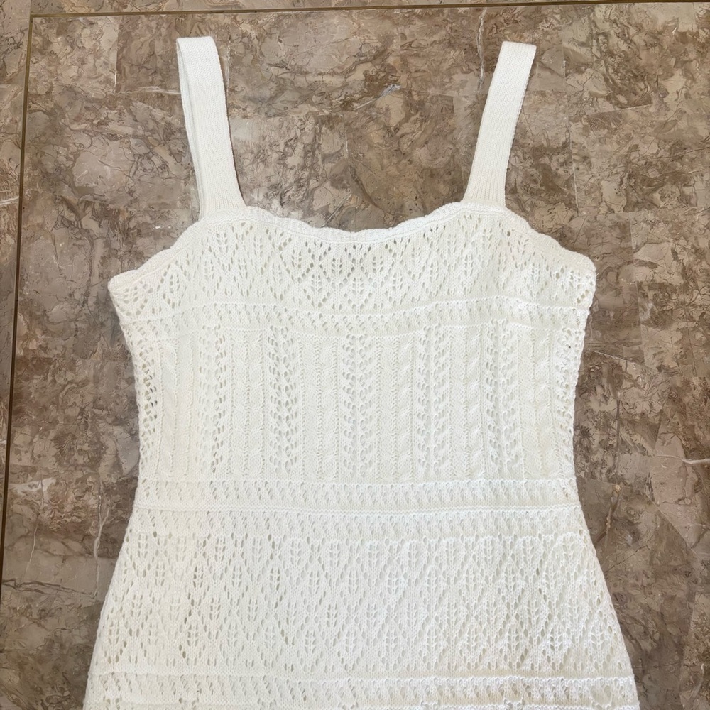 Taylor Ivory Crochet Knit Midi Cottagecore Dress – Size XL - Picture 4 of 13